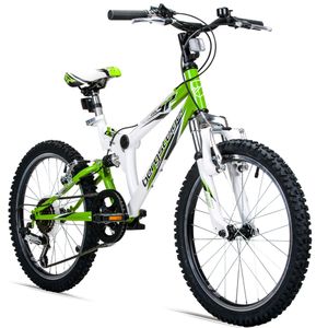 Bergsteiger Montreal 20 Zoll Kinderfahrrad, geeignet für 6, 7, 8, 9 Jahre, Shimano 6 Gang-Schaltung, Mountainbike mit Vollfederung, Jungen-Fahrrad, Mädchen-Fahrrad