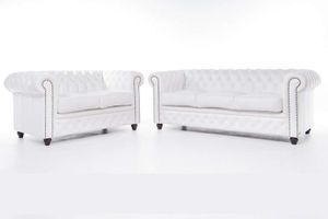 Chesterfield Sofa Original Leder  2 + 3  Sitzer Weiß |