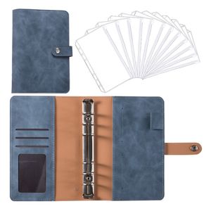 Notebook Binder Budgetplaner Binder Cover mit 12 Stück Binder Pocket Personal Cash Budget Envelopes(Denim Blue)