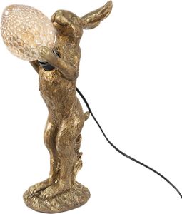 Clayre & Eef Tischlampe Kaninchen 12x24x41 cm Goldfarbig Kunststoff