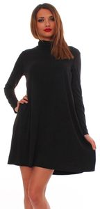 65-10 Japan Style von Mississhop Damen Longshirt Kleid Pulli Tunika Schwarz M