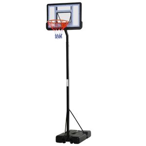 HOMCOM Mobiler Basketballständer Basketballkorb mit Ständer höhenverstellbar, Stahl+Kunststoff, Schwarz, 86 x 153 x 250-350 cm