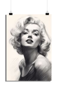 Marilyn Monroe Poster - Film Poster - Schwarz-Weiß Poster - Skizze Poster - Filmikone Poster - 61x91cm - Perfekt zum Einrahmen