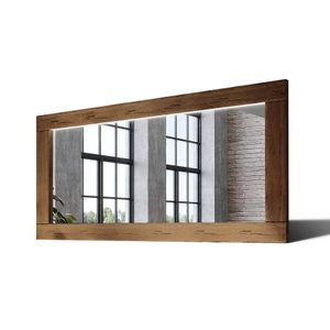 180x70 Velké zrcadlo LED v dubovém rámu na zeď LDR225 Oak Brown Starší povrchová úprava