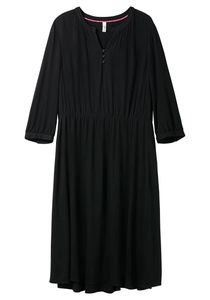 sheego Damen Große Größen Tailliertes Kleid mit Taschen, in Strukturqualität Shirtkleid Citywear feminin Rundhals-Ausschnitt Knopfleiste unifarben