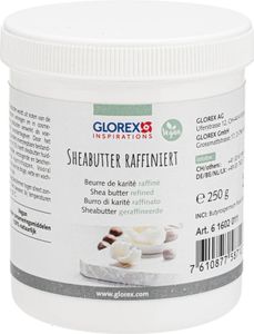 GLOREX Sheabutter raffiniert, 250 g, Sheabutter, Topf, Butter, 75 mm, 75 mm
