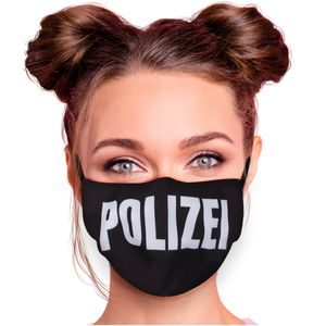 Mundschutz Nasenschutz Behelfs – Maske, waschbar, Filterfach, verstellbar, Motiv Polizei