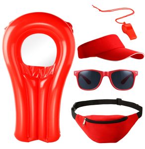 5 in 1 Lifeguard Set Baywatch Kostüm Bademeister für Damen und Herren, uni