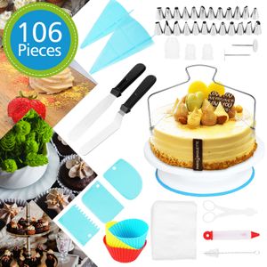 Fiqops 106ks torta doska Piping Bag otočné pečenie príslušenstvo torta stojan torta stojan Piping trysky torta tipy sada