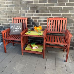 Gartenbank mit Tisch, 2 Sitzer Doppelbank