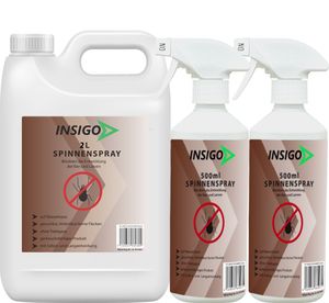 INSIGO 2L + 2x500ml Anti Spinnenspray Spinnenmittel Spinnenabwehr gegen Spinnen-Bekämpfung Spinnen vertreiben Schutz Zecken Ungeziefer