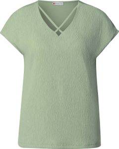 Street One V-Shirt 'Shirt mit Bändern', A323555, soft jade green, Gr. 40