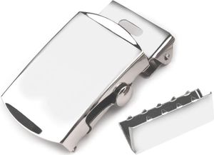 1 Gürtelschnalle aus Metall mit Endstück Koppelschließe Bandgürtel Variantenwahl, Farbe:silber, Größe:40mm