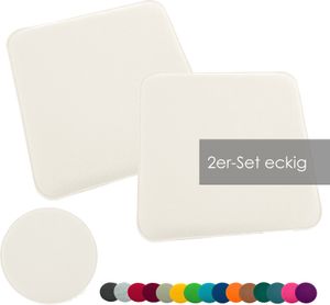 heimtexland ® Sitzkissen Set Filz Stuhlkissen Stuhlauflage Filzkissen Stuhl Polster Kissen Typ631 2er Set 35 x 35 cm Eckig Wollweiß