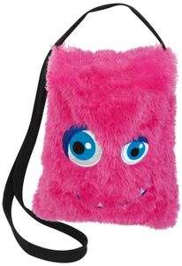 Umhängetasche Schultertasche Plüsch Monster pink Karneval Fasching 26x30 cm