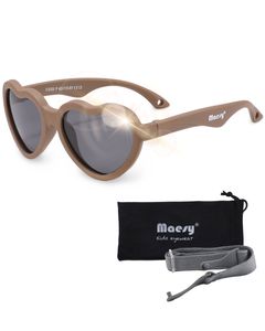 Maesy Baby Sonnenbrille 0-2 Jahre - Flexibel biegbar - Gummiband - Polarisierter UV400 Schutz - Jungen und Mädchen - Herz - Maes - Braun