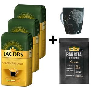 JACOBS Kaffeebohnen Expertenröstung Crema Italiano 3 kg geröstete Bohnen+ 1 Jacobs Barista Becher+ 1 Dose