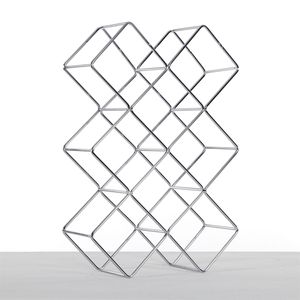 WEINFLASCHENHALTER "CUBE" | Metall, 37,5 cm | Weinregal | Farbe: silber