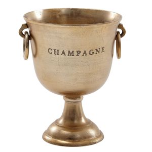 WOHNLING Champagnerkühler Gold 28,5x37,5x28,5 cm Aluminium Massiv Sektkühler Groß, Flaschenkühler Getränkekühler Tisch, Kühler für Champagner - Wein - Sekt