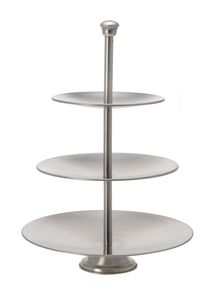 Etagere Edelstahl 3 Ebenen Ø 16 / 20 / 24,5 cm, H 36,5 cm, silber