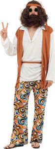 Bristol Novelty pánsky hippie kostým BN1360 (veľkosť hrudníka 115 cm) (farebný)
