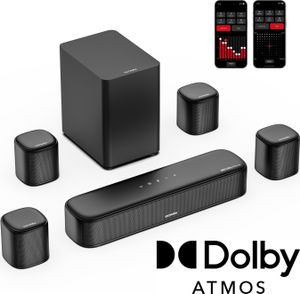 ULTIMEA 7.1ch Dolby Atmos Soundbar mit Subwoofer für TV, Surround Sound System für Heimkino, App Steuerung, 4 Surround Lautsprechern, verstellbarem EQ