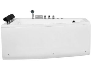 BELIANI Vírivá vaňa biela akrylátová rohová 182 x 121 cm pravostranná hydromasážne vodné trysky s opierkami hlavy
