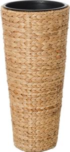 VIVANNO Pflanzkübel Wasserhyazinthe CLASSIC ROUND Rund, Natur geflochten - 28x60 cm