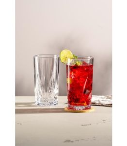 LEONARDO Il Mondo Cape Cod Gläser 2er Set - Longdrinkglas mit Facetten-Optik, hochwertig verarbeitet - Inhalt 530 ml - Spülmaschinengeeignet - 2 Cocktailgläser transparent, 077484