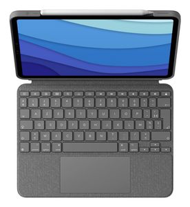 Logitech Combo Touch - Klávesnica a puzdro folio - s trackpadom - podsvietená - konektor Apple Smart - AZERTY - francúzska - Oxford Grey - pre Apple 11-palcový iPad Pro (1. generácia, 2. generácia, 3. generácia)