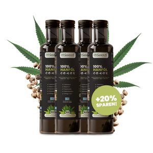 SANUUS Bio Hanföl kaltgepresst 4x500ml (4er Pack)  -  Premium Hanföl Bio aus Deutschland zum Kochen