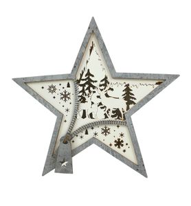 Weihnachtsstern Stern Dekostern aus Holz LED-Beleuchtung 36cm
