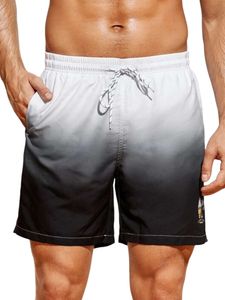 Herren Kurze Hose Shorts Urlaub Hawaiian Beachwear Gestreifte Minihose Strand Kurzschlüsse Grau,Größe L
