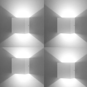4 Stück LED Wandleuchte Innen Wandlampe Auf und ab Kaltweiß Lichtstrahl 2700-3000K, Wandbeleuchtung 6W, Weiß