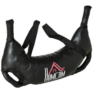 HOMCOM Bulgarian Bag Krafttrainingstasche 20kg Krafttraining Trainingsgerät für Fitnesscenter und Zuhaus Gewichtssack Sandsäcke mit 2 Griffen und 2 Tragegurten Metallsand Schwarz