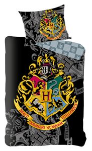 Harry Potter Kinder Erwachsenen Bettwäsche Hogwarts Wappen schwarz 140 x 200 Bettdecke 60 x 63 cm Kopfkissen 100 % Baumwolle
