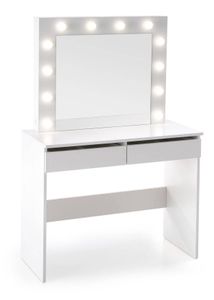 OXM Stylischer Schminktisch mit Spiegel und Schubladen für das Schlafzimmer Hollywood Weiß 94 x 140 x 43 cm