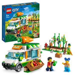 LEGO 60345 City Farm Gemüse-Lieferwagen, Bauernhof Spielzeug für Kinder ab 5 Jahre mit Food Truck, Gemüsebeet, 3 Minifiguren und Hasenfigur