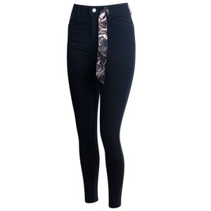 topschuhe24 2209 Damen Skinny Jeans Hose High Waist Taillenhose, Farbe:Schwarz, Größe:36 EU