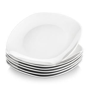 MALACASA, série Elisa, 6dílná sada 7,5" porcelánový dezertní talíř 19x19x2cm talíř na koláč jídelní servis pro 6 osob