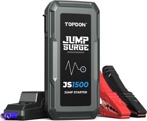 Starthilfe-Autobatterie-Ladegerät 10000mAh 1500A TOPDON JS1500 12-V-Autostarter-Lithium-Batterie-Booster, Jumper (bis zu 6,5 l Gas, 4,0 l Diesel)