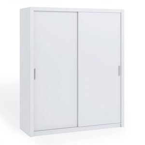 Schiebetürenschrank Zenit 180 cm, Praktische Schlafzimmerschrank mit zwei Kleiderstangen (Farbe: Weiß, ohne Spiegel)