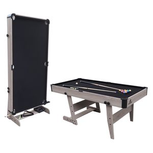 Cougar Hustle XL Billardtisch 6ft in Eichenholzoptik / Schwarz | Pooltisch klappbar inkl. Zubehör | Tischbillard für Kinder und Erwachsene | Indoor