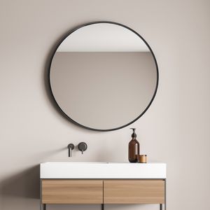 Nástěnné zrcadlo 'Ordona' černé, matné kulaté Ø 60 cm