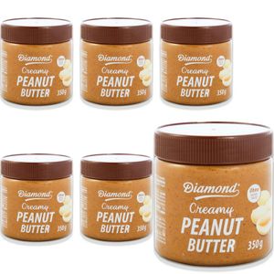 6er-Pack DIAMOND Erdnussbutter Cremig 350g - Ohne Zuckerzusatz | Creamy Peanut Butter | Erdnusspaste