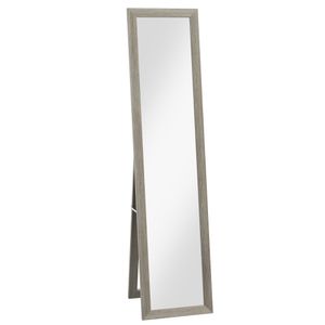 HOMCOM Standspiegel, Ganzkörperspiegel mit Ständer, freistehender Wandspiegel, Ankleidespiegel, Garderobenspiegel für Schlafzimmer, Flur, Alu, Grau, 37 x 157 cm