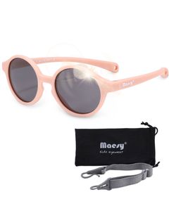 Maesy Baby Sonnenbrille 0-2 Jahre - Flexibel biegbar - Gummiband - Polarisierter UV400 Schutz - Jungen und Mädchen - Oval - Noah – Rosa