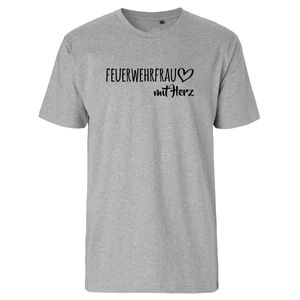 HUURAA! Herren T-Shirt Feuerwehrfrau mit Herz Bio Baumwolle Fairtrade Oberteil Größe 3XL Sport Grey mit Motiv für die tollsten Menschen