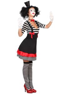 Süsse Pantomime Damenkostüm Clownfrau schwarz-weiss