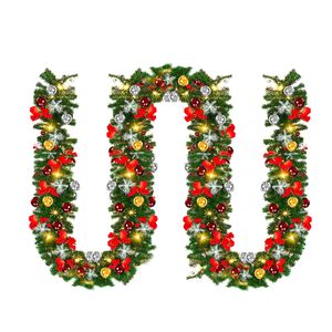 Jopassy Weihnachtsgirlande Künstliche, 5m mit 100 LEDs Warmweiß Lichterketten, inkl.Deko, Weihnachtskranz Künstliches Grün Tannengirlande Weihnachtsdeko Innen und Außen Girlande